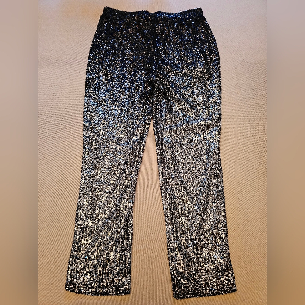GUC Cable & Gauge Black and Silver Ombre Sequined Cocktail Pants Size Small